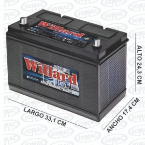 BATERIAS WILLARD 12V110 AMP 750 CCA 331X174X243 C/VISOR