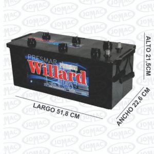 BATERIAS WILLARD 12V 180 1070 CCA SELLADA CALCIO PLATA 518X226X215 IZQ